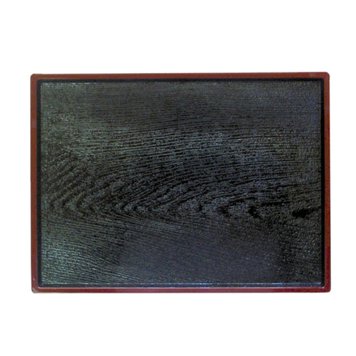 Thunder Group PLA013 Rectangular Obon Serving Tray - 13" x 9 1/2", Plastic, Black Wood Grain - 12, (each)-cityfoodequipment.com