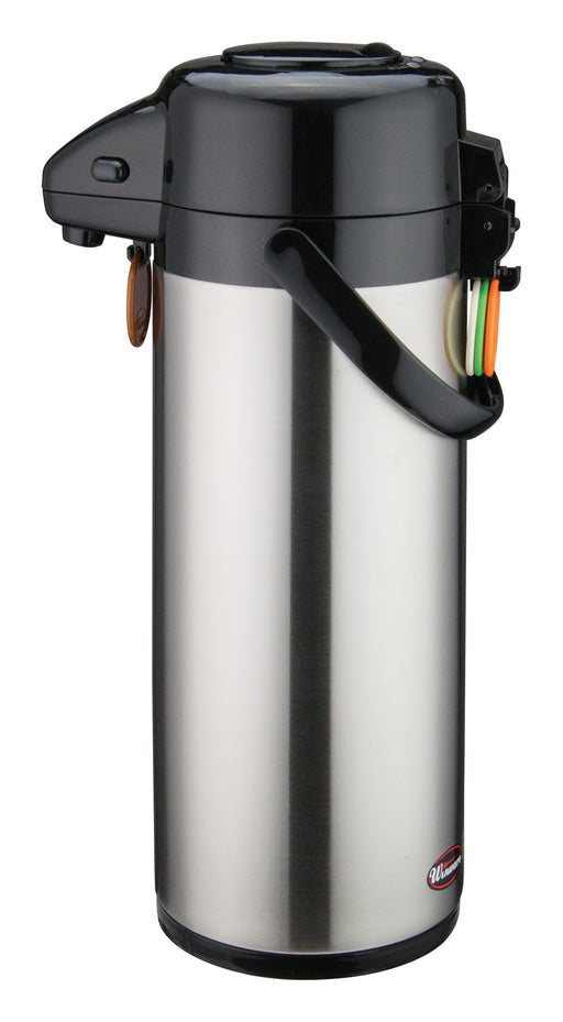 3L S/S Lined Airpot w/Push Button Top, S/S Body (6 Each)-cityfoodequipment.com
