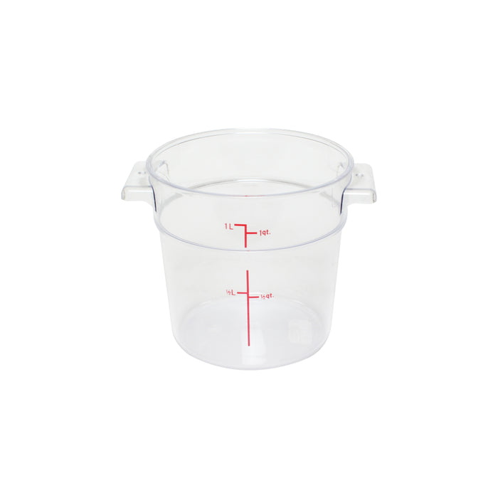 1 QT ROUND FOOD STORAGE CONTAINER, PC, CLEAR LOT OF (Ea)-cityfoodequipment.com