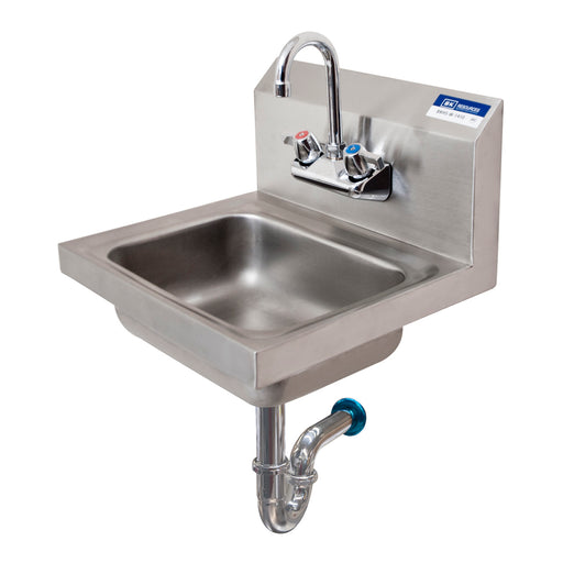 S/S Hand Sink w/ Faucet, P-Trap, 2 Holes 14" x 10" x 5"-cityfoodequipment.com