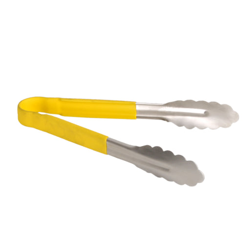 Thunder Group SLTG810Y 10"L Stainless Utility Tongs, Yellow - 12, (each)-cityfoodequipment.com