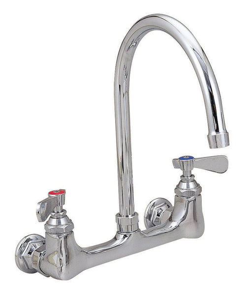 Optiflow Heavy Duty Faucet, 5" Gooseneck Spout, 8" O.C. Splash Mount-cityfoodequipment.com