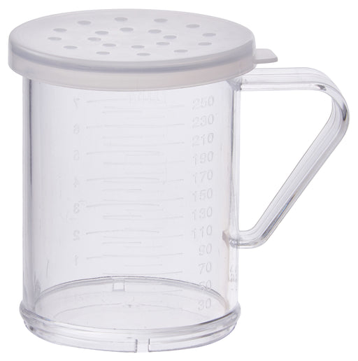 10oz Dredge with Clear Snap-on Lid, Large Hole (12 Set)-cityfoodequipment.com