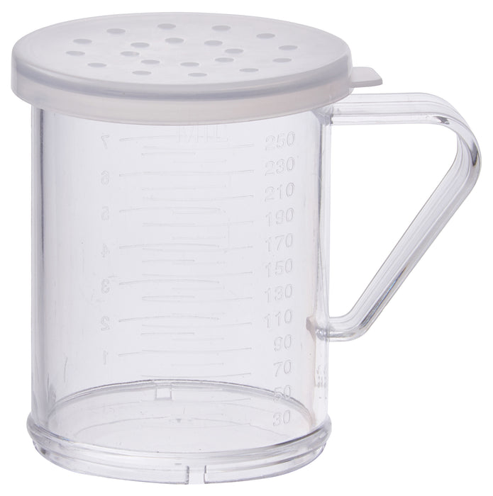 10oz Dredge with Clear Snap-on Lid, Large Hole (12 Set)-cityfoodequipment.com