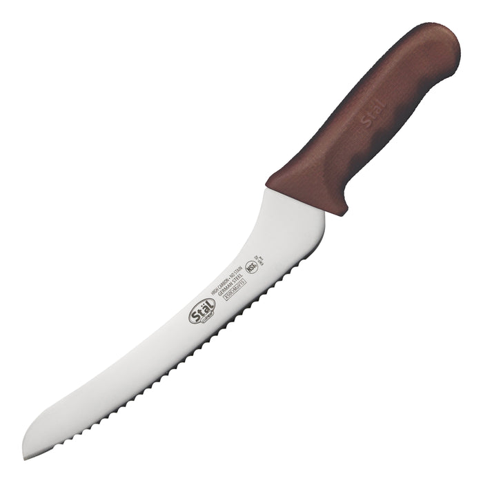 9" Bread Knife, Brown PP Hdl, Offset (6 Each)-cityfoodequipment.com
