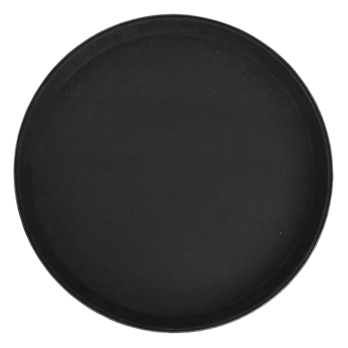 11" Premium Fiberglass Tray, Non-slip, Black, Round (6 Each)-cityfoodequipment.com