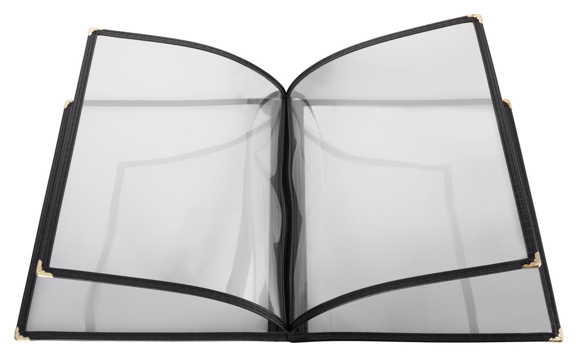 Menu Cover, 4 Page, 9-5/8" x 12-1/8", Black (25 Each)-cityfoodequipment.com