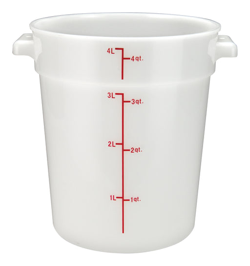 4qt Round Storage Container, White, PP (12 Each)-cityfoodequipment.com