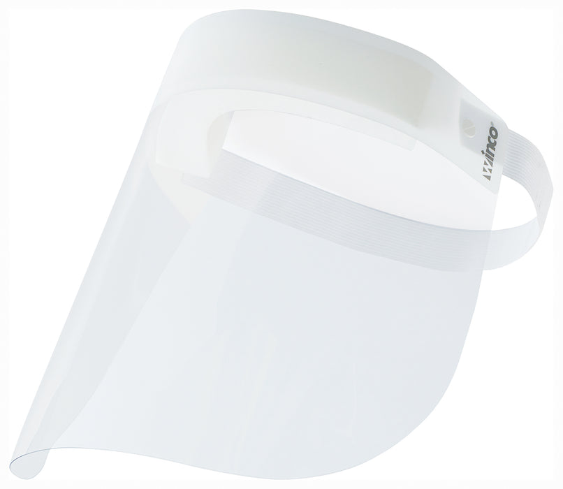 Face Shield, 13"x8-1/2", Anti-Splash, Anti-Fog, Elastic Headband, Plastic (25 Each)-cityfoodequipment.com