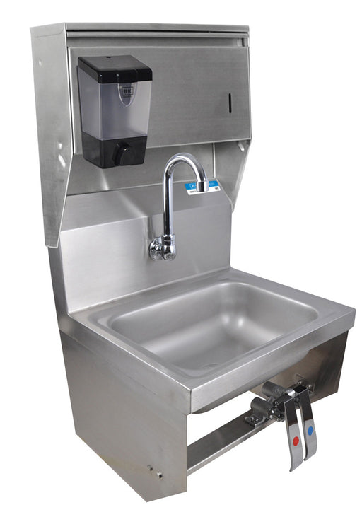 S/S Hand Sink w/ Faucet, Towel Disp, Knee Valve, 1 Hole-cityfoodequipment.com
