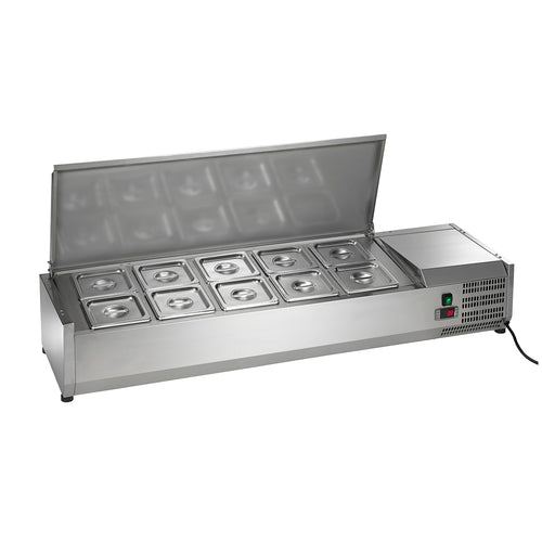 Refrigerated Counter-Top Prep Unit, 55"W, includes (10) 1/6 stainless pans, cove-cityfoodequipment.com