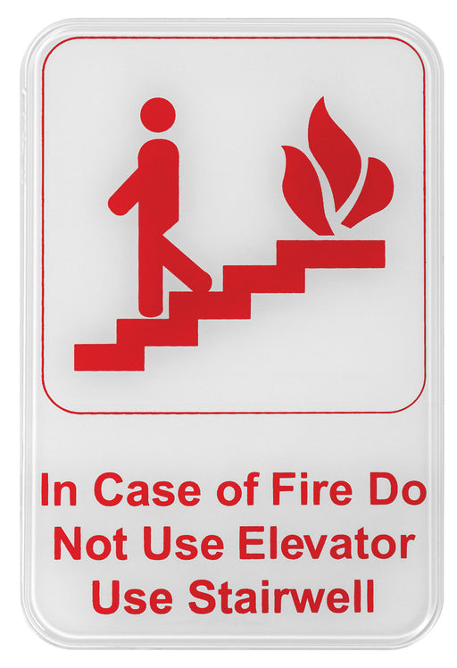 Information Sign, "In Case of Fire Do Not Use Elevator Use Stairwell", 6" x 9", (12 Each)-cityfoodequipment.com