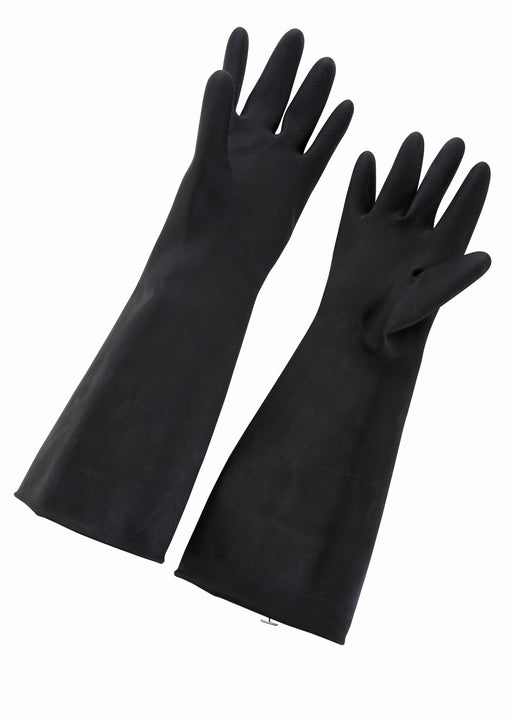 Natural Latex Gloves, 10" x 18", Black (12 Pair)-cityfoodequipment.com