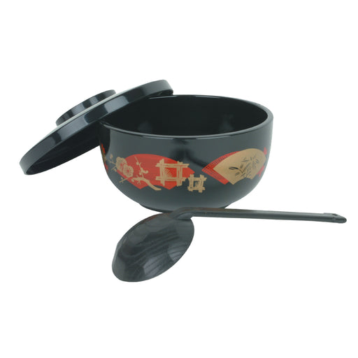 Thunder Group PLNB002 30 oz Round Donburi Bowl - Plastic, Black - 60, (each)-cityfoodequipment.com