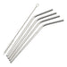 Drinking Straw Set, 5-Pc: 4 straws, 1 brush, 1/4"Dia x 8-1/2"H, Curved, 18/8 SS (12 Set)-cityfoodequipment.com