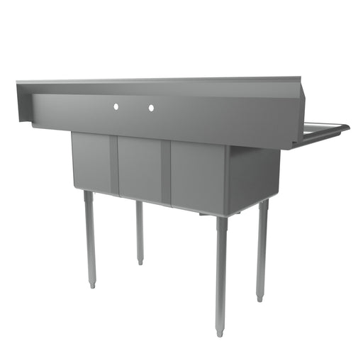 S/S 3 Compartments Economy Sink Dual 12" Drainboards 12" x 20" x 10"-cityfoodequipment.com