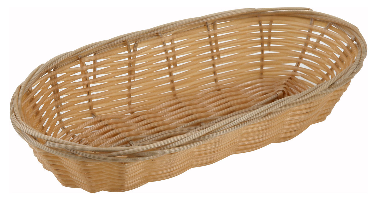 Poly Woven Baskets, Oval, 9" x 4-1/4" x 2", Natural (12 Dozen)-cityfoodequipment.com