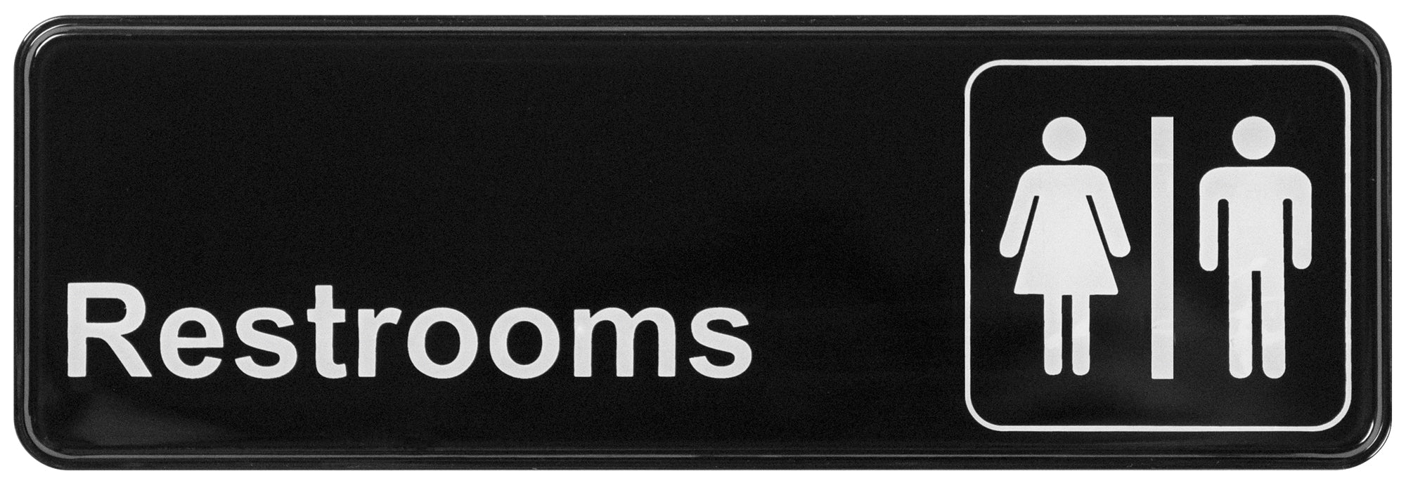 Information Sign, "Restrooms", 3" x 9", Black (12 Each)-cityfoodequipment.com