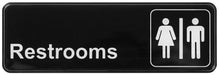 Information Sign, "Restrooms", 3" x 9", Black (12 Each)-cityfoodequipment.com