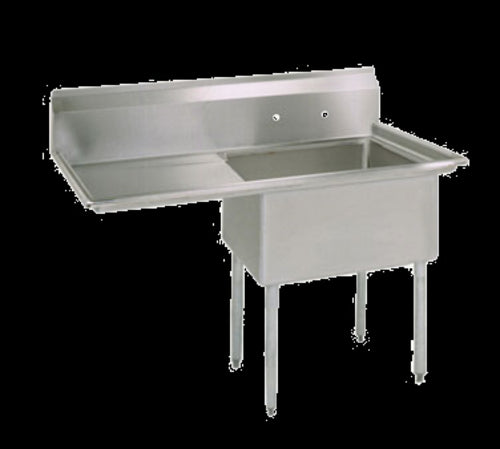 Stainless Steel 1 Compartment Sink w/ 24" Left Drainboard 24" x 24" x 14" D Bowl-cityfoodequipment.com