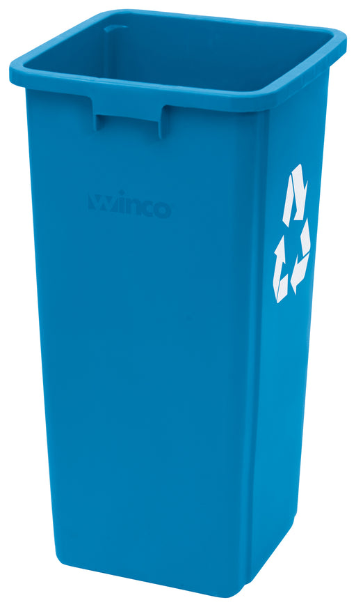 23 Gallon Square Tall Trash Can, 15-5/8" Square x 30-3/4"H, Blue, RECYCLE (1 Each)-cityfoodequipment.com