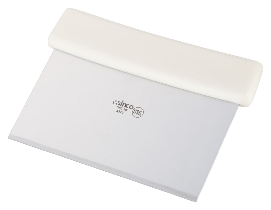 Dough Scraper, White Plastic Hdl, S/S Blade (12 Each)-cityfoodequipment.com