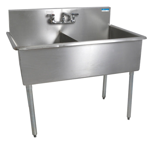 S/S 2 Compartments Budget Sink, Rolled Front & Side Edges 24" x 24" x 12" D-cityfoodequipment.com