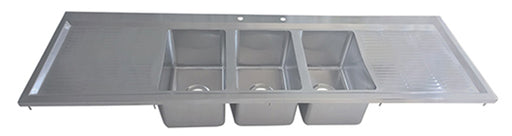 3 Compartments Drop-In Sink 10" x 14" x 10" w/ Dual 18" Drainboards & Faucet-cityfoodequipment.com
