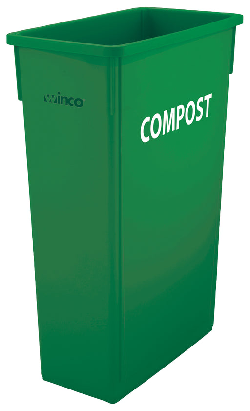 23 Gallon Slender Trash Can, Green, COMPOST (1 Each)-cityfoodequipment.com