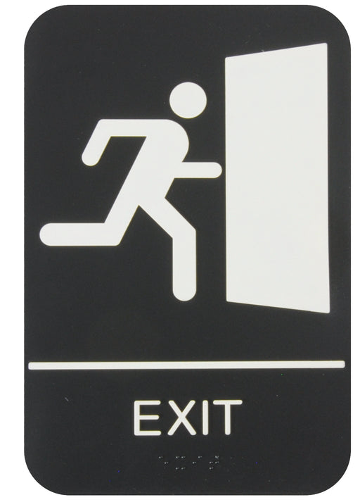 Sign 6" x 9" x 1/8", Information Sign with Braille, Exit, Braille QTY-6-cityfoodequipment.com