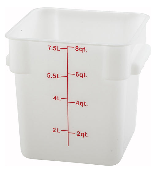 8qt Square Storage Container, White, PP (12 Each)-cityfoodequipment.com