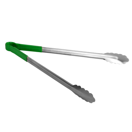 Thunder Group SLTG816G 16"L Stainless Utility Tongs, Green - 12, (each)-cityfoodequipment.com