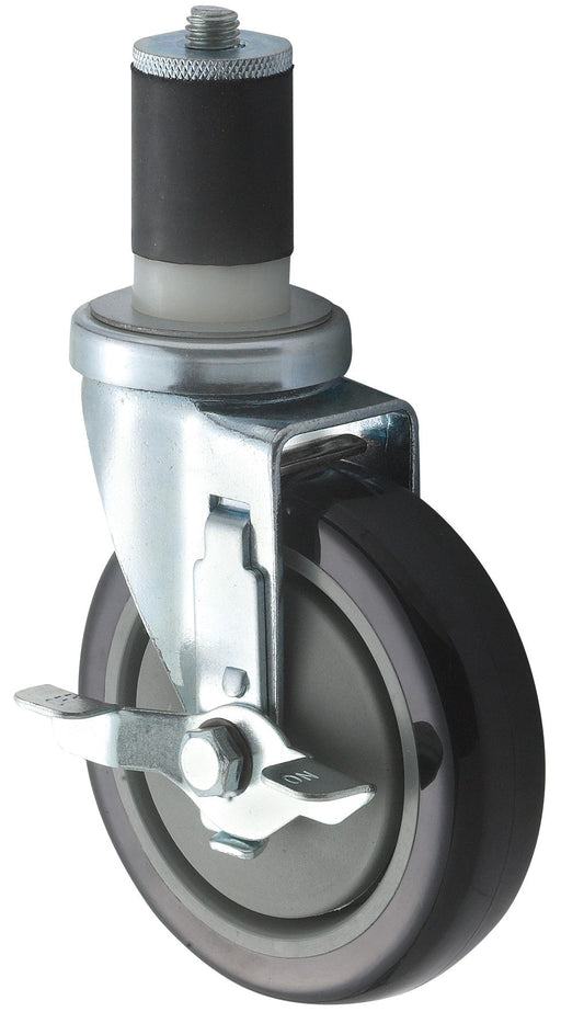 Caster w/Brake for 1-5/8" & 1-1/2" Standard Tubing, 2pcs, 5"Dia (4 Set)-cityfoodequipment.com