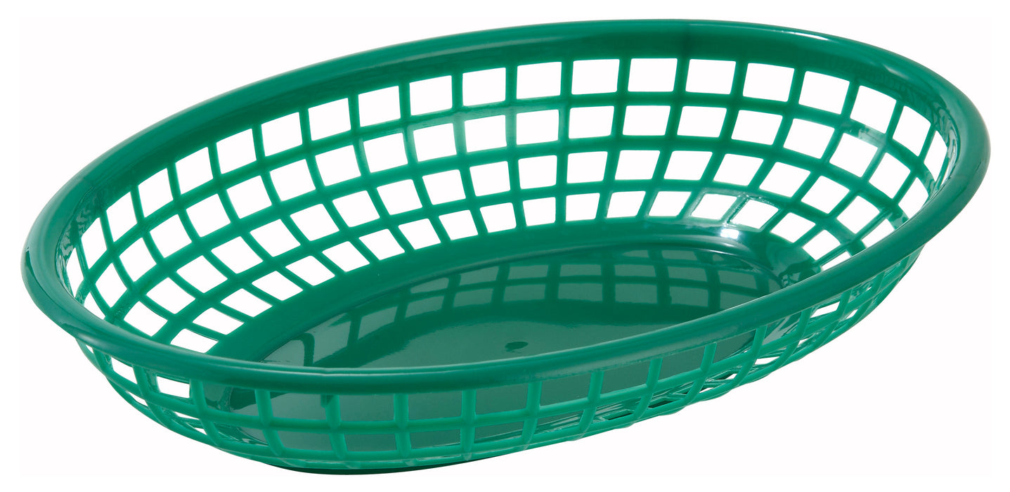 Fast Food Baskets, Oval, 9-1/2" x 5" x 2", Green (3 Dozen)-cityfoodequipment.com