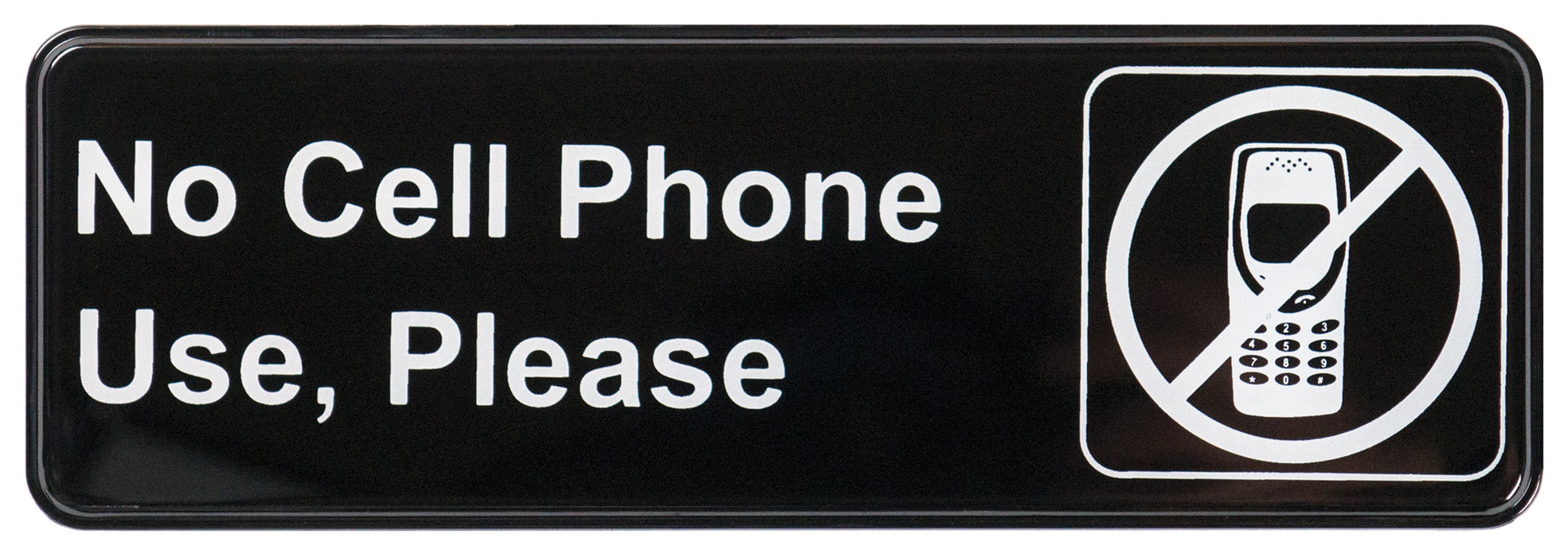 Information Sign, "No Cell Phone Use, Please", 3" x 9", Black (12 Each)-cityfoodequipment.com