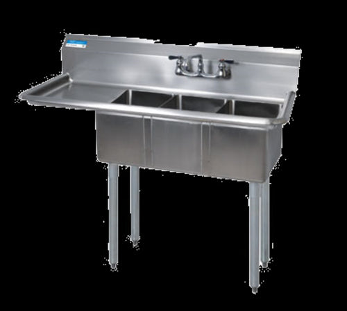 Stainless Steel 3 Compartments Convenience Store Sink 15" Left Drainboard 10" x 14" x 10" D-cityfoodequipment.com