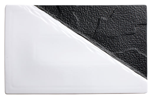 Ardesia Visca 13-1/2" x 8-1/2" Porcelain Rect Platter, Blk & Wht, 2 pcs/pk (3 Pack)-cityfoodequipment.com