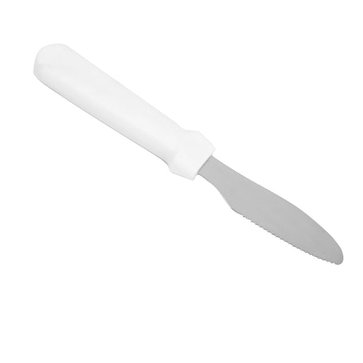 Thunder Group SLWS004P 9 1/2" Serrated Sandwich Spreader w/ White Plastic Handle, Stainless - 12, (each)-cityfoodequipment.com