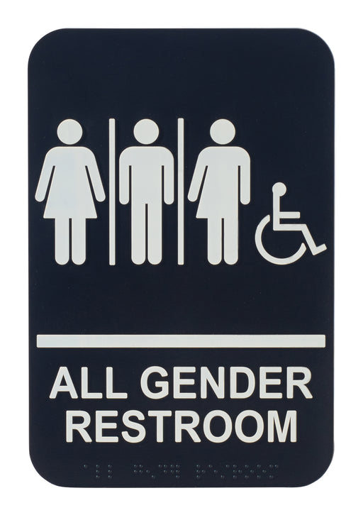 Information Sign, "All Gender/Accessible", 6" x 9", Braille (12 Each)-cityfoodequipment.com