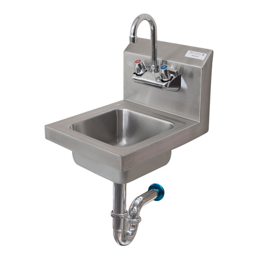 Space Saver Hand Sink w/ Faucet, P-Trap, 2 Holes, 9" Wide X 9"-cityfoodequipment.com