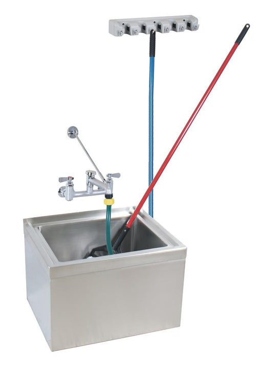 Stainless Mop Sink Kit W/Floor Mount 24X24X12 BKSF-WB3 Service Faucet-cityfoodequipment.com