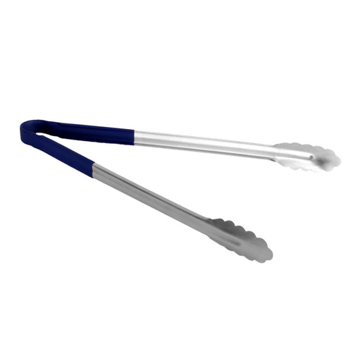 Thunder Group SLTG816B 16"L Stainless Utility Tongs, Blue - 12, (each)-cityfoodequipment.com