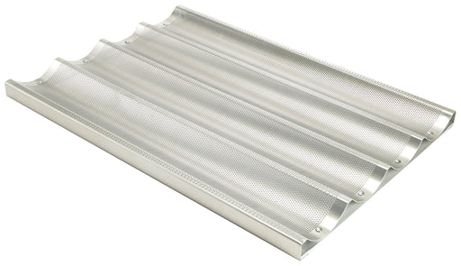 Baguette Pan, 4 Slots, 18"x26"x1" OA, 16 Gauge, Silicon Glaze, Aluminum (6 Each)-cityfoodequipment.com
