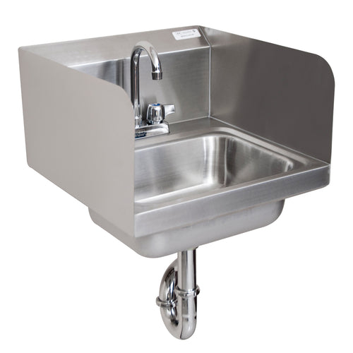 Stanless Steel Hand Sink w/ Side Splashes, Faucet P-Trap 2 Holes-cityfoodequipment.com