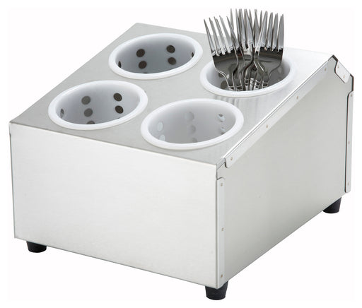 Flatware Cylinder Holder, 4 Holes, 2 Tiers, S/S (4 Each)-cityfoodequipment.com