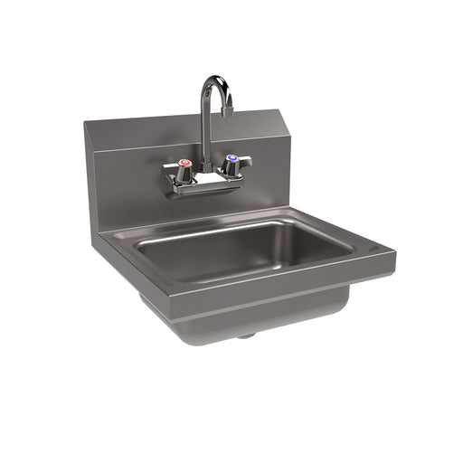 S/S Hand Sink w/ Faucet, 2 Holes, 1-7/8" Drain 14" x 10" x 5"-cityfoodequipment.com