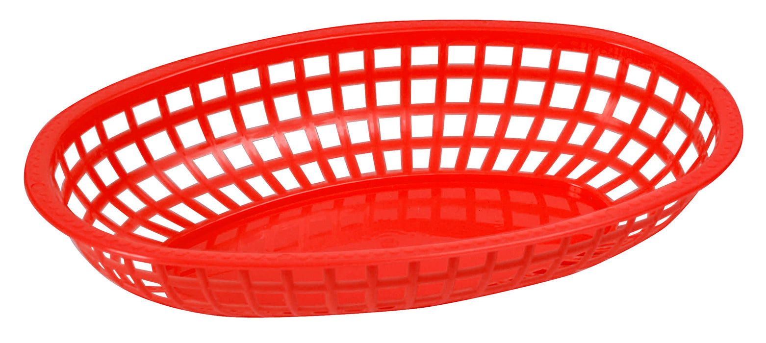 Fast Food Baskets, Oval, 10-1/4" x 6-3/4" x 2", Red (3 Dozen)-cityfoodequipment.com