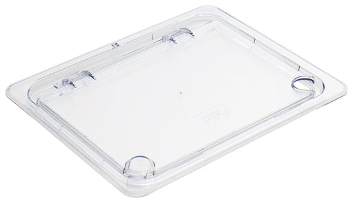 Hinged Lid Cover for SP7202/7204/7206/7208, 1/2 Size, Peg Hole,Notched,Clear. (12 Each)-cityfoodequipment.com