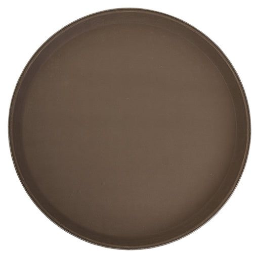 14" Premium Fiberglass Tray, Non-slip, Brown, Round (6 Each)-cityfoodequipment.com