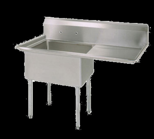 Stainless Steel 1 Compartment Sink w/ 24"Right Drainboard 24" x 24" x 14" D Bowl-cityfoodequipment.com
